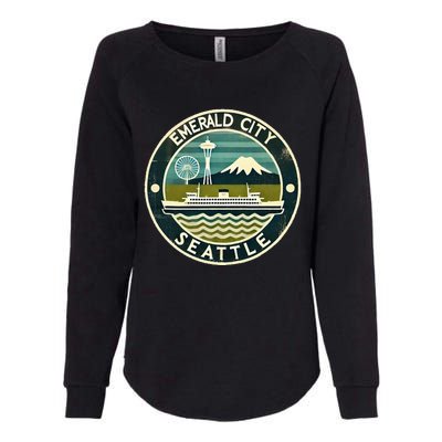 Seattle Emerald City Washington Usa Vintage Womens California Wash Sweatshirt