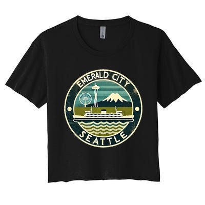 Seattle Emerald City Washington Usa Vintage Women's Crop Top Tee