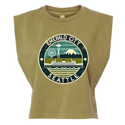 Seattle Emerald City Washington Usa Vintage Garment-Dyed Women's Muscle Tee