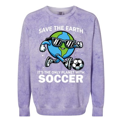 Save Earth Conservation Soccer Player Funny Earth Day Colorblast Crewneck Sweatshirt