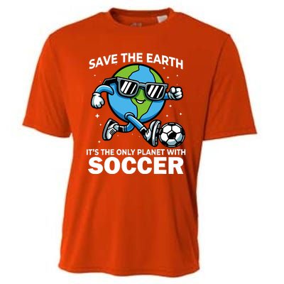 Save Earth Conservation Soccer Player Funny Earth Day Cooling Performance Crew T-Shirt