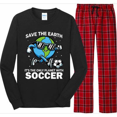 Save Earth Conservation Soccer Player Funny Earth Day Long Sleeve Pajama Set