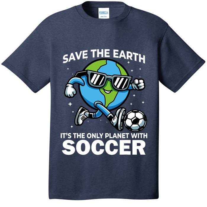 Save Earth Conservation Soccer Player Funny Earth Day T-Shirt