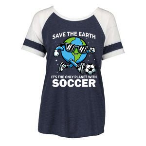 Save Earth Conservation Soccer Player Funny Earth Day Enza Ladies Jersey Colorblock Tee