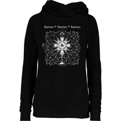 Sanctus Eucharist Catholic Traditional Latin Mass Jesus Womens Funnel Neck Pullover Hood