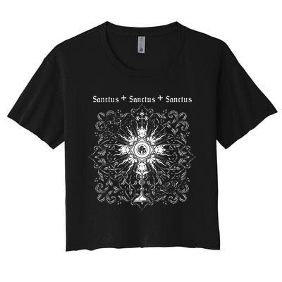 Sanctus Eucharist Catholic Traditional Latin Mass Jesus Women's Crop Top Tee