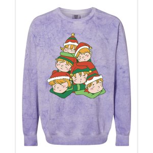 Sleepy Elves Cute Christmas Holiday Colorblast Crewneck Sweatshirt