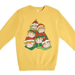 Sleepy Elves Cute Christmas Holiday Premium Crewneck Sweatshirt