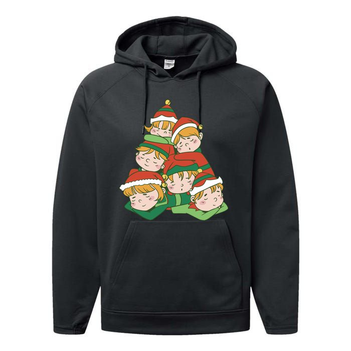 Sleepy Elves Cute Christmas Holiday Performance Fleece Hoodie