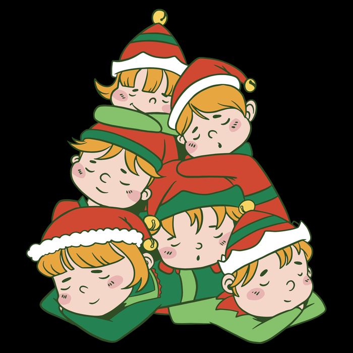 Sleepy Elves Cute Christmas Holiday Hoodie