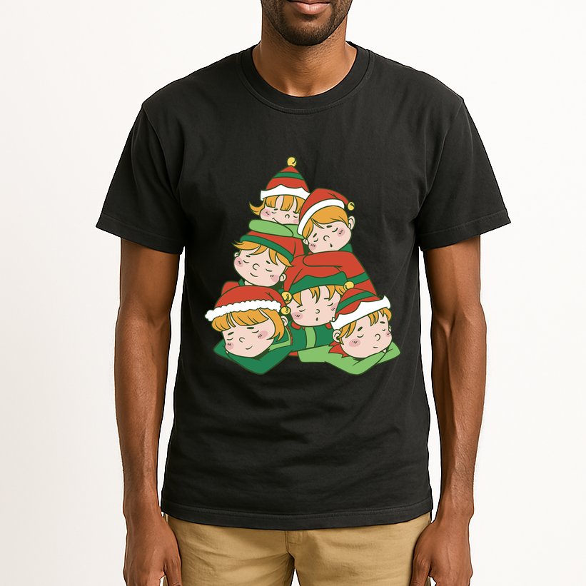 Sleepy Elves Cute Christmas Holiday Tall T-Shirt