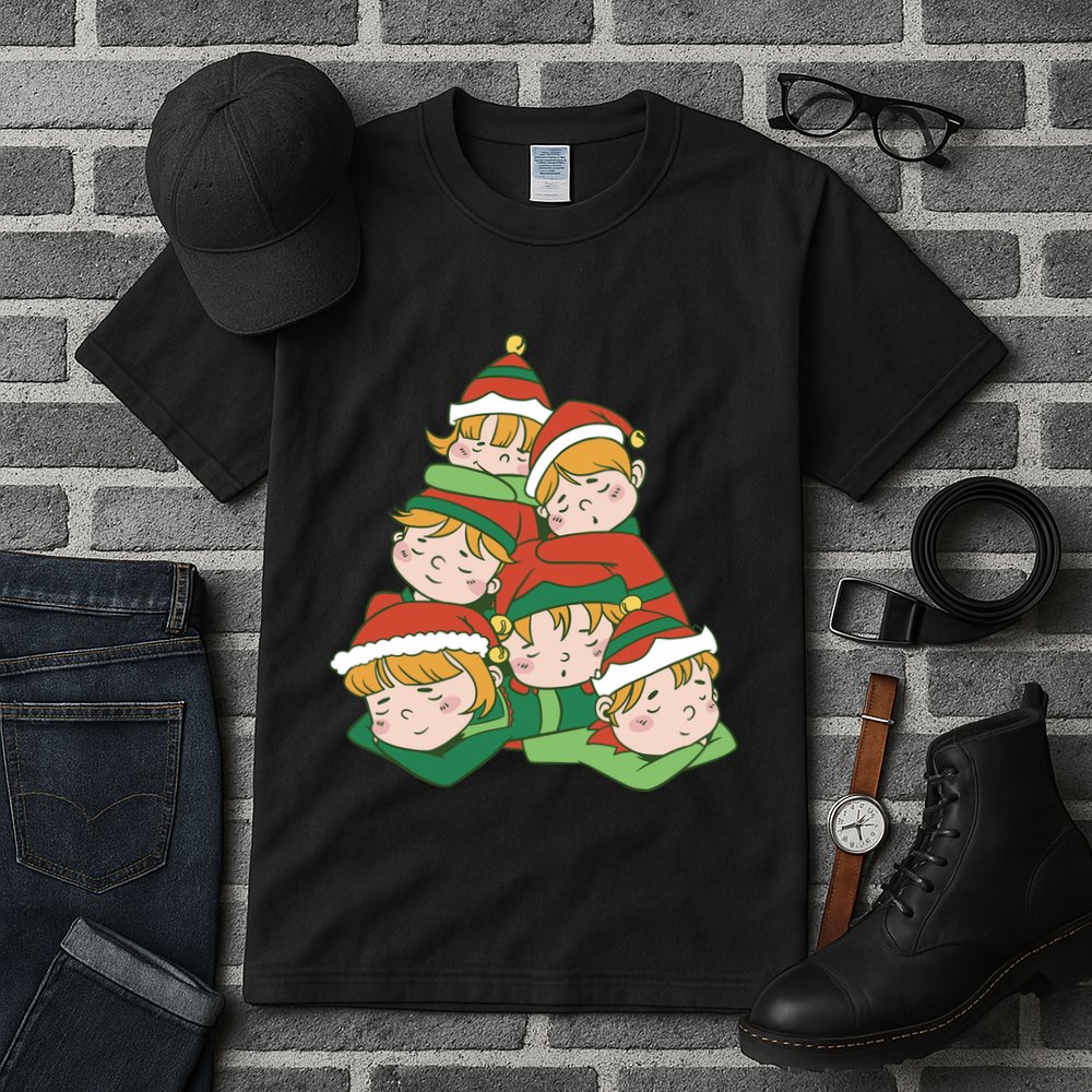 Sleepy Elves Cute Christmas Holiday Tall T-Shirt
