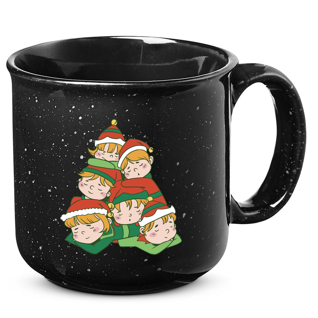 Sleepy Elves Cute Christmas Holiday 15oz Campfire Ceramic Mug