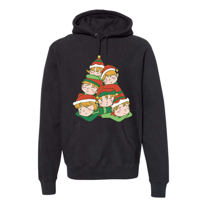 Sleepy Elves Cute Christmas Holiday Premium Hoodie