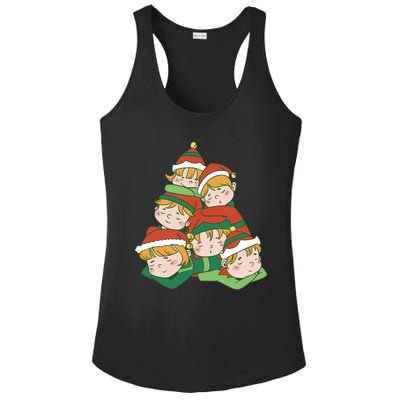 Sleepy Elves Cute Christmas Holiday Ladies PosiCharge Competitor Racerback Tank