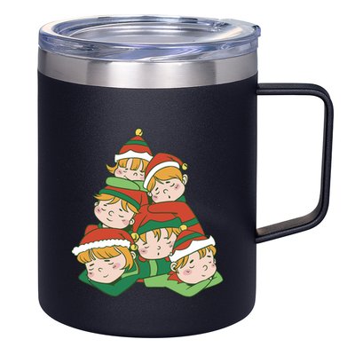 Sleepy Elves Cute Christmas Holiday 12oz Stainless Steel Coffee Mug