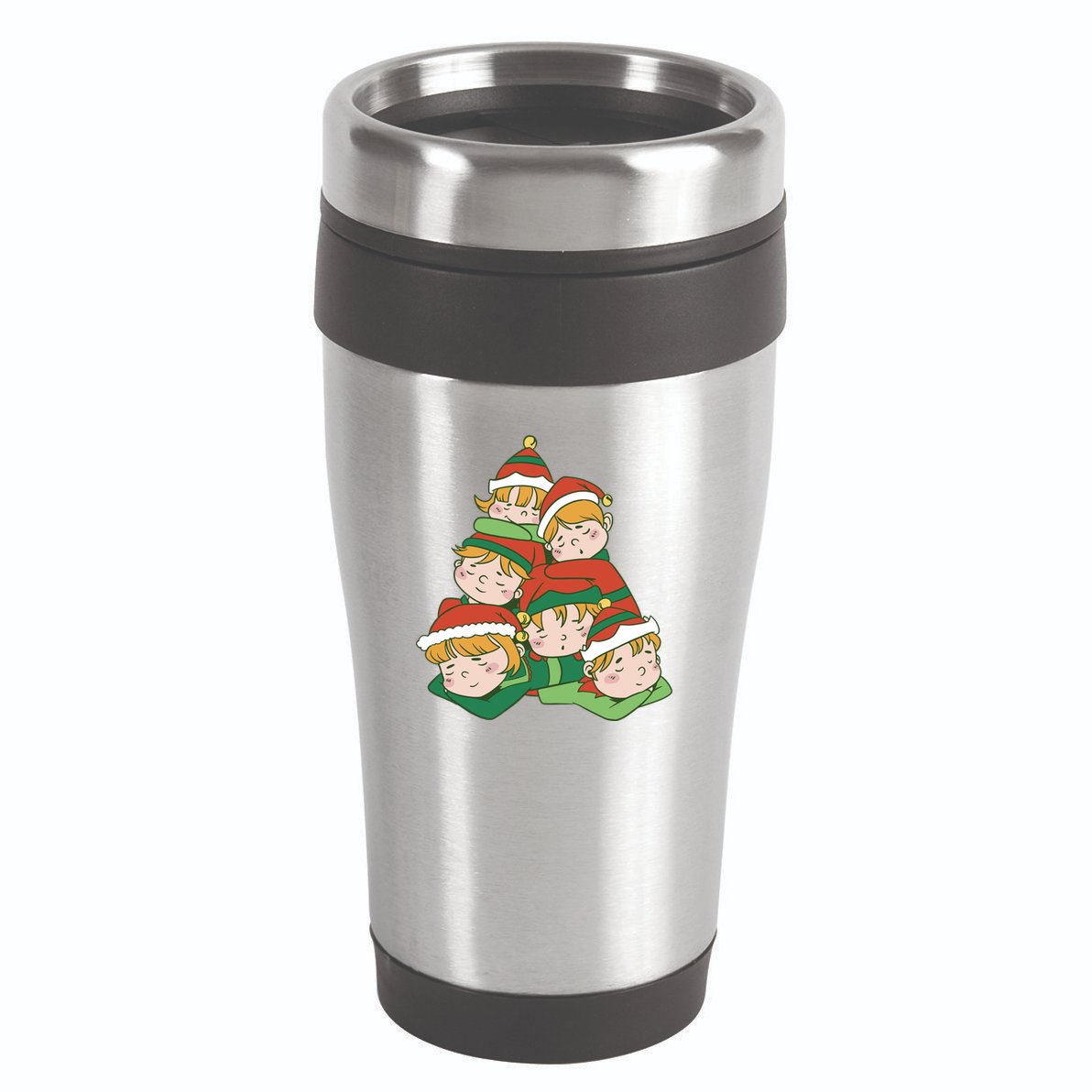 Sleepy Elves Cute Christmas Holiday 16oz Travel Tumbler