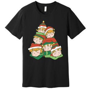 Sleepy Elves Cute Christmas Holiday Premium T-Shirt