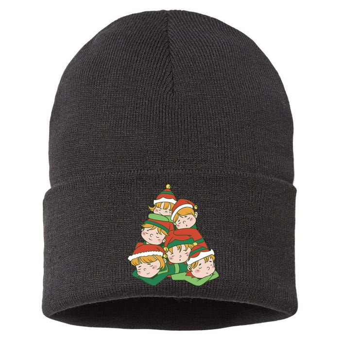 Sleepy Elves Cute Christmas Holiday Sustainable Knit Beanie