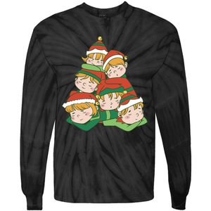 Sleepy Elves Cute Christmas Holiday Tie-Dye Long Sleeve Shirt