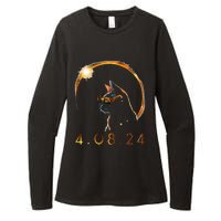 Solar Eclipse Cat Wearing Solar Eclipse Glasses Womens CVC Long Sleeve Shirt