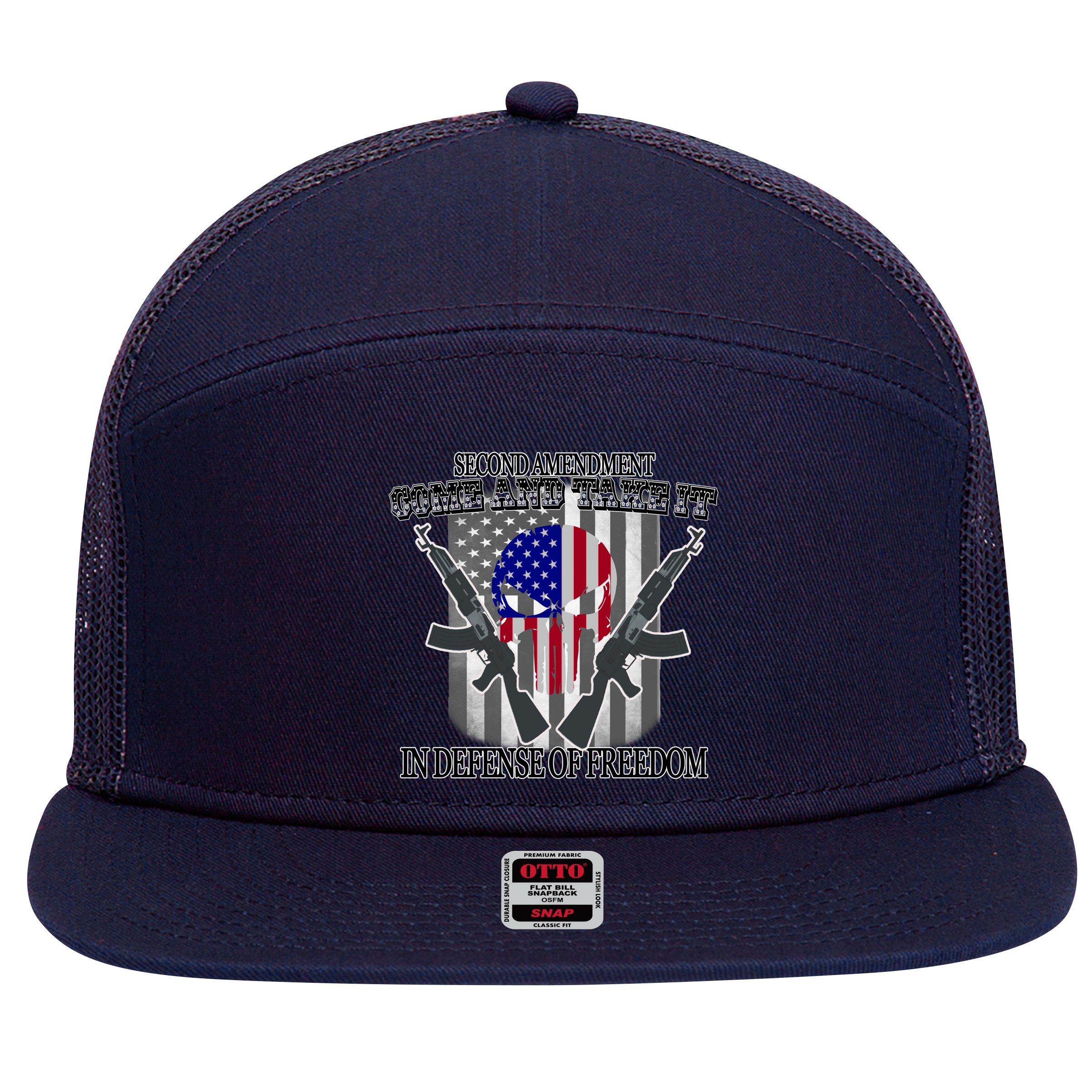 Second Amendment Come & Take It In Defense Of Freedom 7 Panel Mesh Trucker Snapback Hat