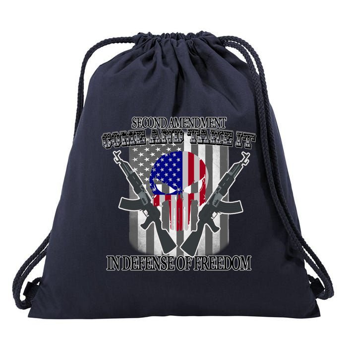 Second Amendment Come & Take It In Defense Of Freedom Drawstring Bag