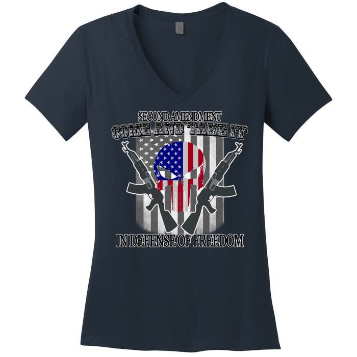 Second Amendment Come & Take It In Defense Of Freedom Women's V-Neck T-Shirt