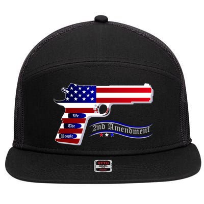 Second Amendment Support Hand Gun 7 Panel Mesh Trucker Snapback Hat