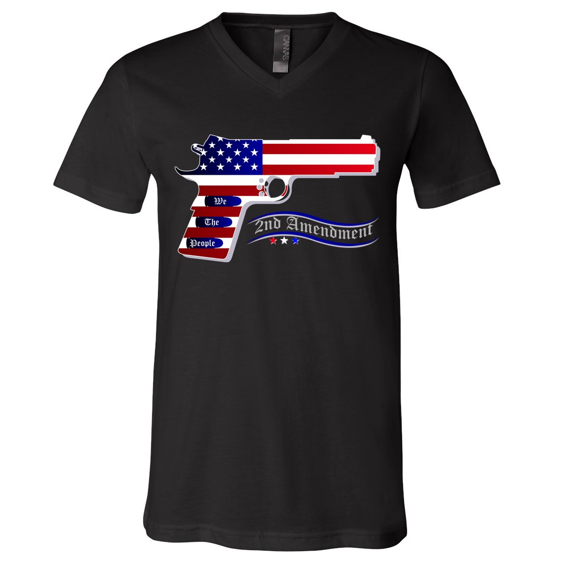 Second Amendment Support Hand Gun V-Neck T-Shirt