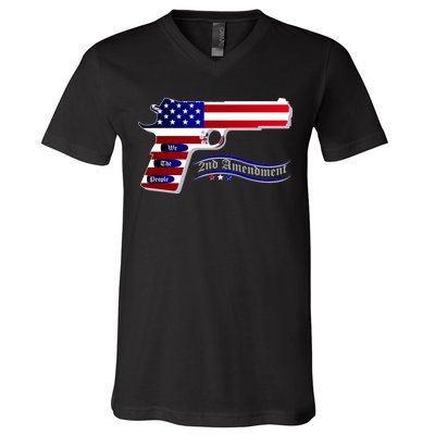 Second Amendment Support Hand Gun V-Neck T-Shirt