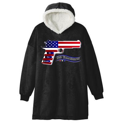 Second Amendment Support Hand Gun Hooded Wearable Blanket