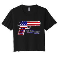 Second Amendment Support Hand Gun Women's Crop Top Tee