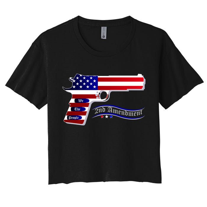 Second Amendment Support Hand Gun Women's Crop Top Tee