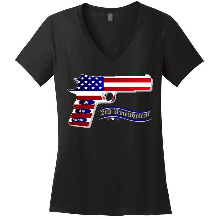 Second Amendment Support Hand Gun Women's V-Neck T-Shirt