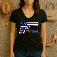 Second Amendment Support Hand Gun Women's V-Neck T-Shirt