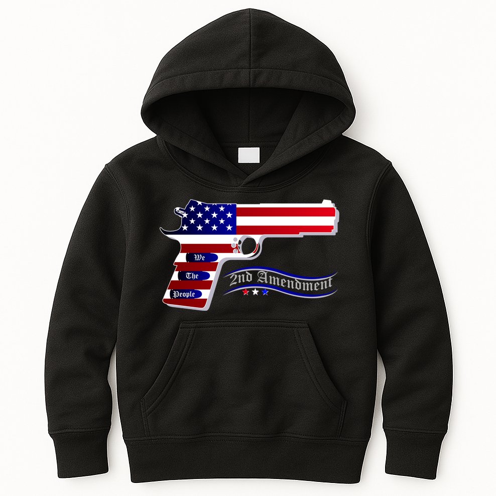 Second Amendment Support Hand Gun Kids Hoodie