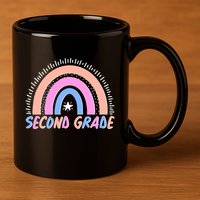 Second Grade Pastel Rainbow 11oz C Handle Ceramic Mug