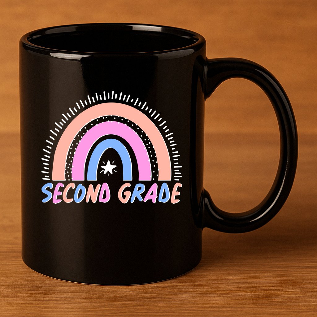 Second Grade Pastel Rainbow 11oz C Handle Ceramic Mug