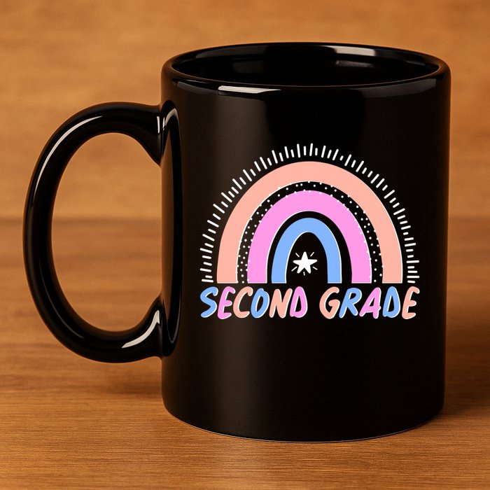 Second Grade Pastel Rainbow 11oz C Handle Ceramic Mug