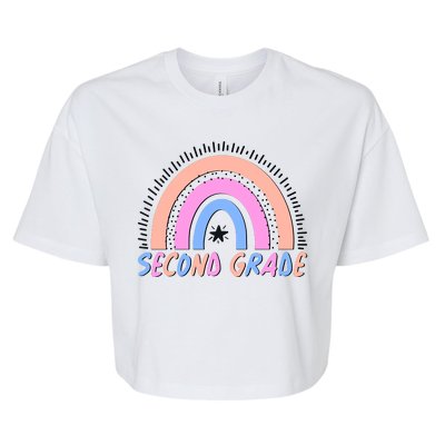 Second Grade Pastel Rainbow Bella+Canvas Jersey Crop Tee