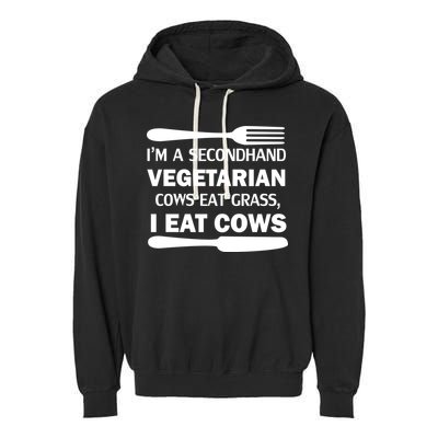 Secondhand Vegetarian Cows Eat Grass Garment-Dyed Fleece Hoodie