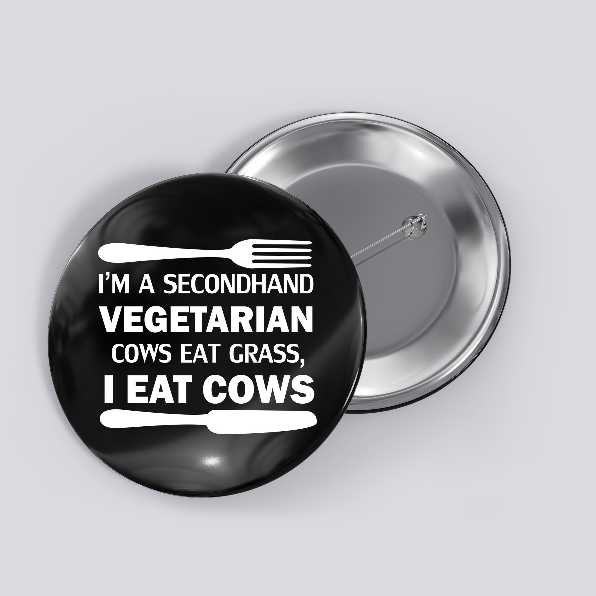 Secondhand Vegetarian Cows Eat Grass Button