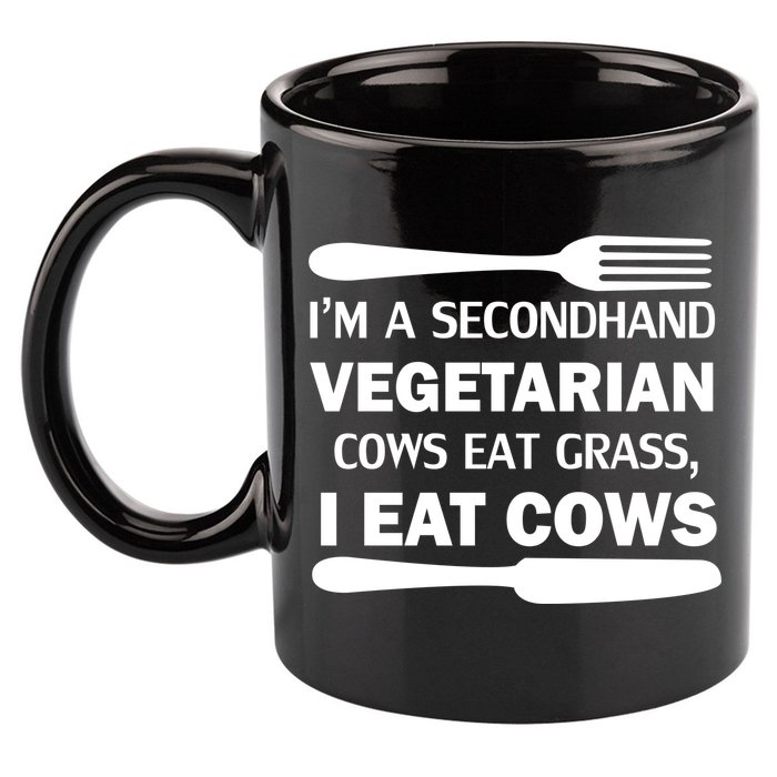 Secondhand Vegetarian Cows Eat Grass 11oz C Handle Ceramic Mug