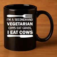 Secondhand Vegetarian Cows Eat Grass 11oz C Handle Ceramic Mug