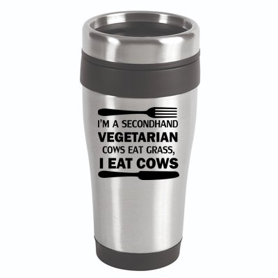 Secondhand Vegetarian Cows Eat Grass 16oz Travel Tumbler
