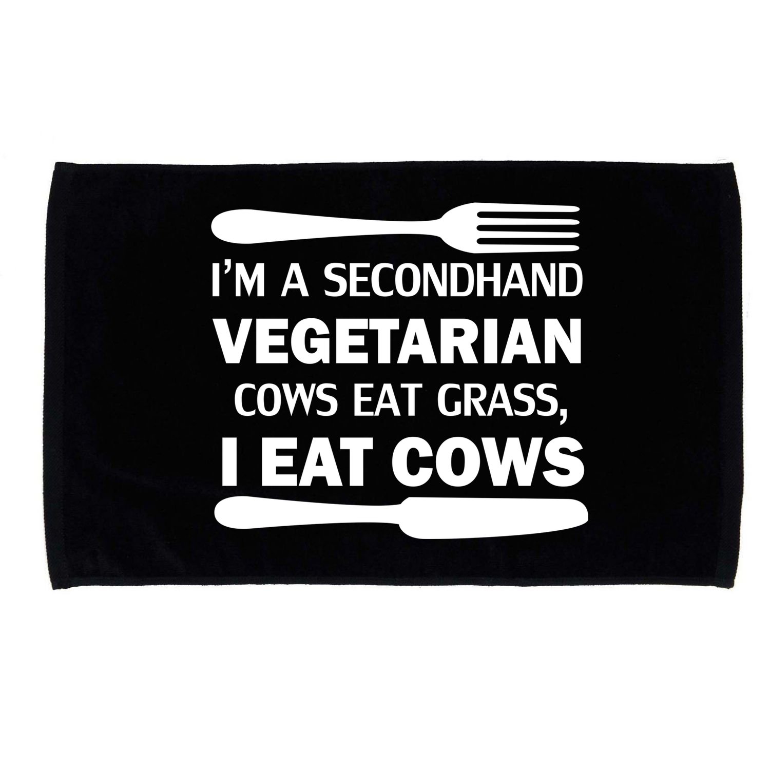 Secondhand Vegetarian Cows Eat Grass Microfiber Hand Towel