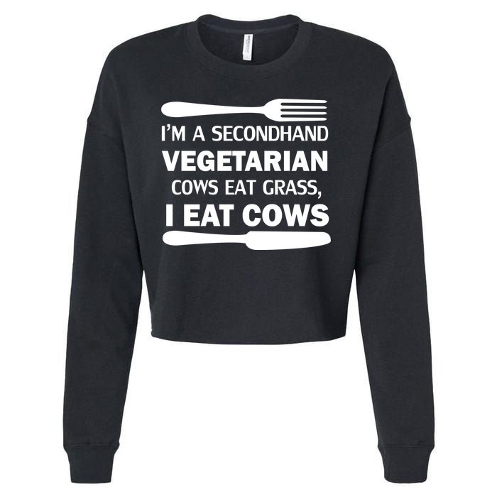 Secondhand Vegetarian Cows Eat Grass Cropped Pullover Crew