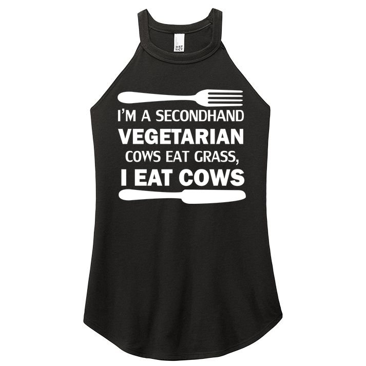 Secondhand Vegetarian Cows Eat Grass Women's Perfect Tri Rocker Tank
