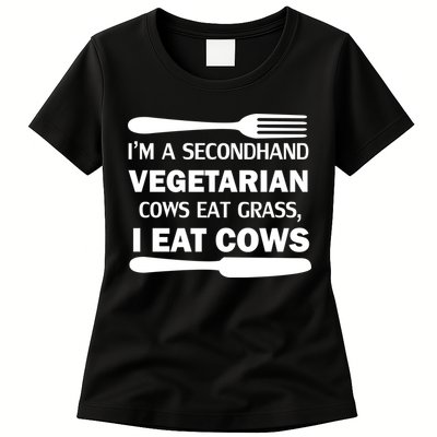 Secondhand Vegetarian Cows Eat Grass Womens T-Shirt
